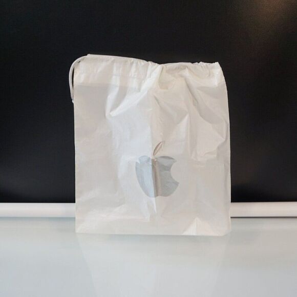 Genuine Apple Silver Logo Store Plastic Drawstring Bag - Picture 4 of 4